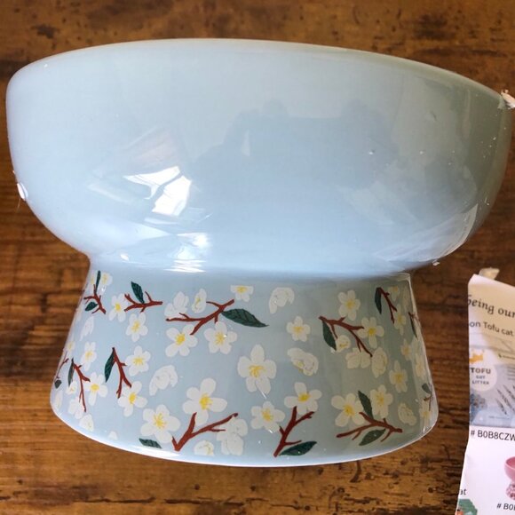 Beans Royale Cat Water Ceramic Elevated Bowl - Picture 1 of 5